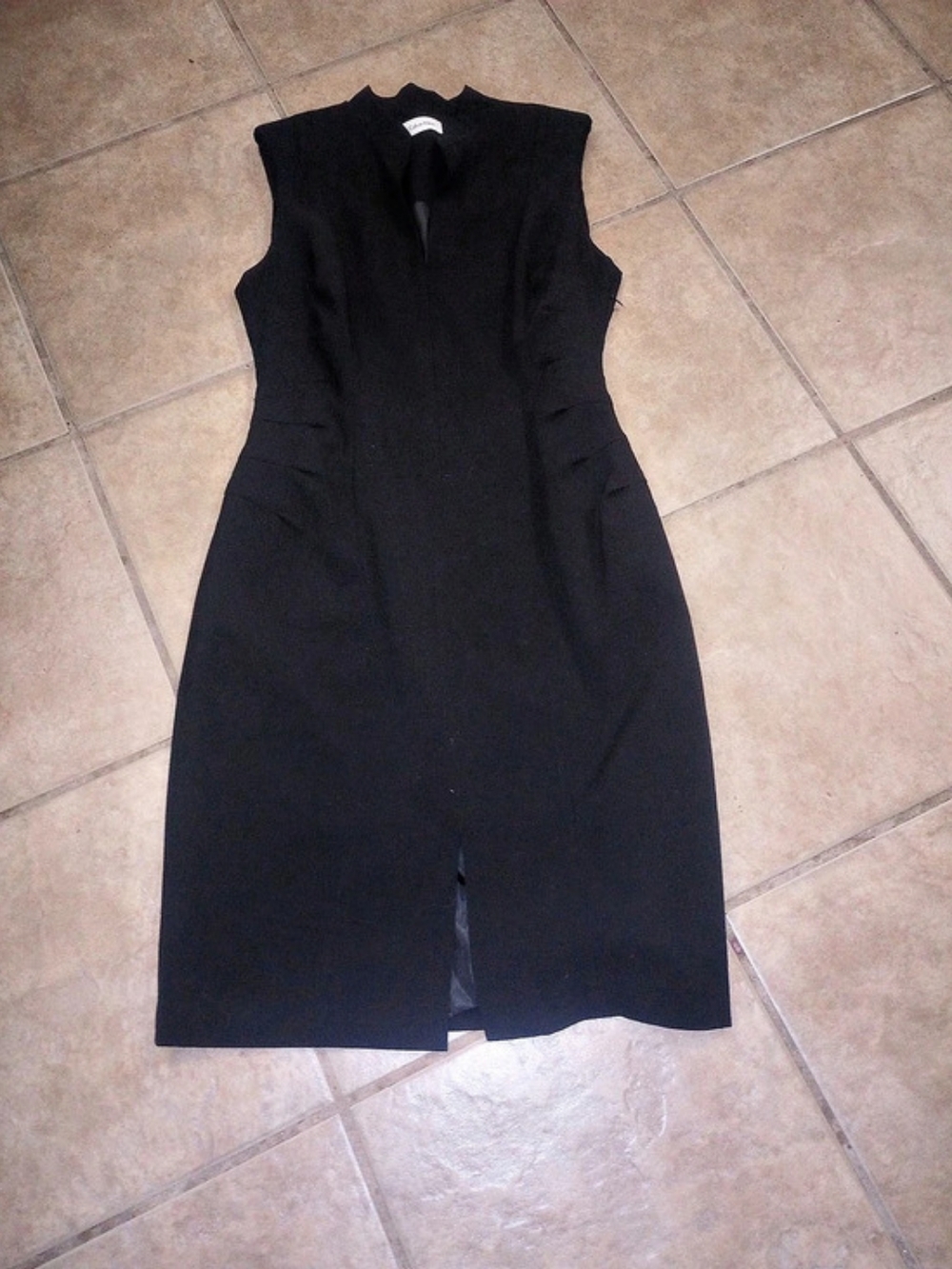 Calvin Klein Sleeveless Mock Neck Sheath Midi Dress Black